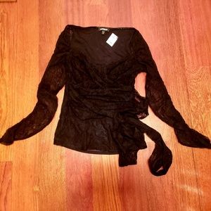 Nwt black lace express wrap top